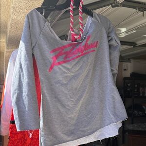 Gray and Pink Flashdance Sweatshirt